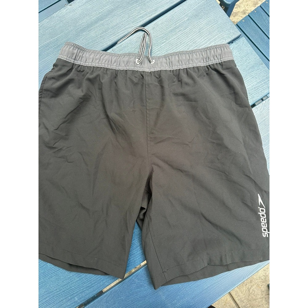 Speedo Mens Swim Trunks Black Grey Mesh Lined Board Shorts XL 800501115451